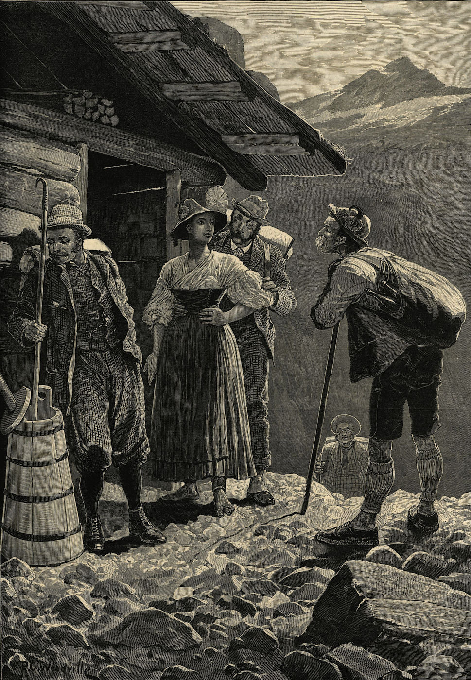 The tourist in Switzerland 1881 old antique vintage print picture